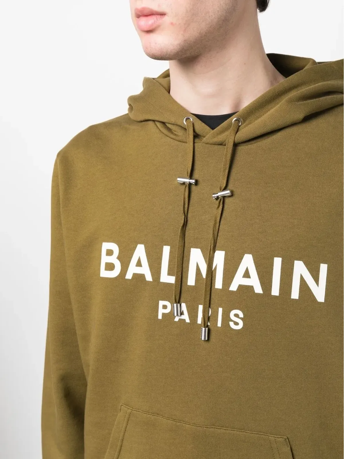 Balmain ロゴプリント ドローストリングフーディ - 画像5