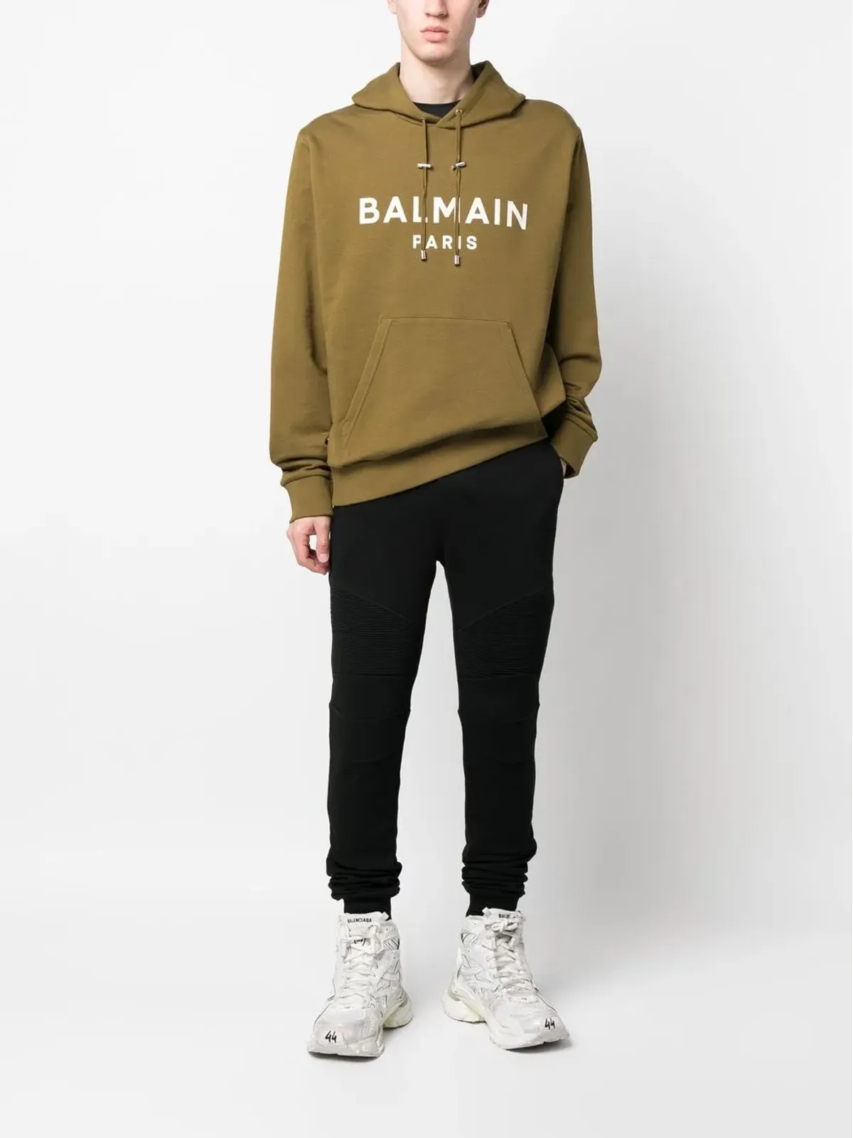 Balmain ロゴプリント ドローストリングフーディ - 画像2