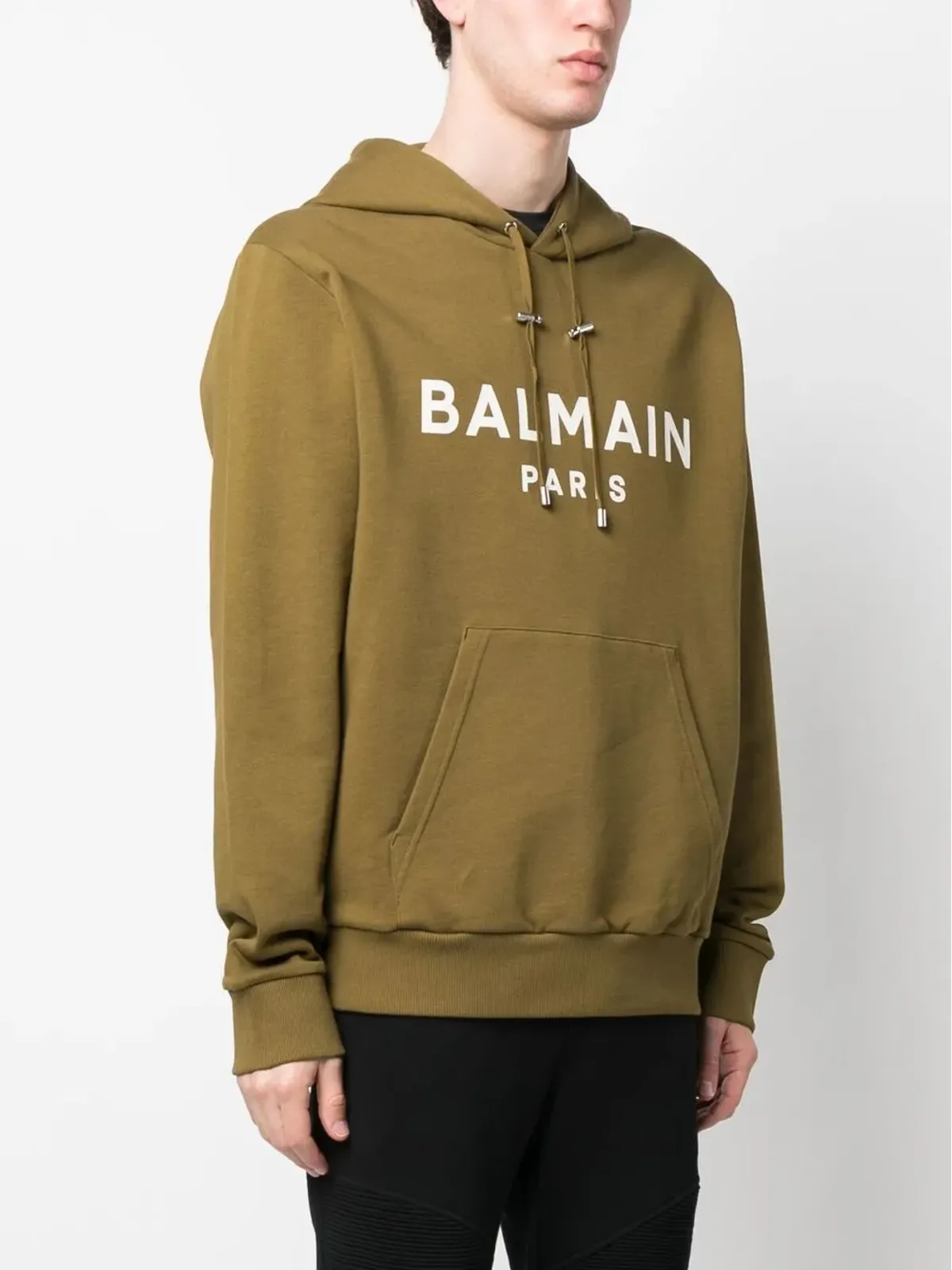 Balmain ロゴプリント ドローストリングフーディ - 画像3