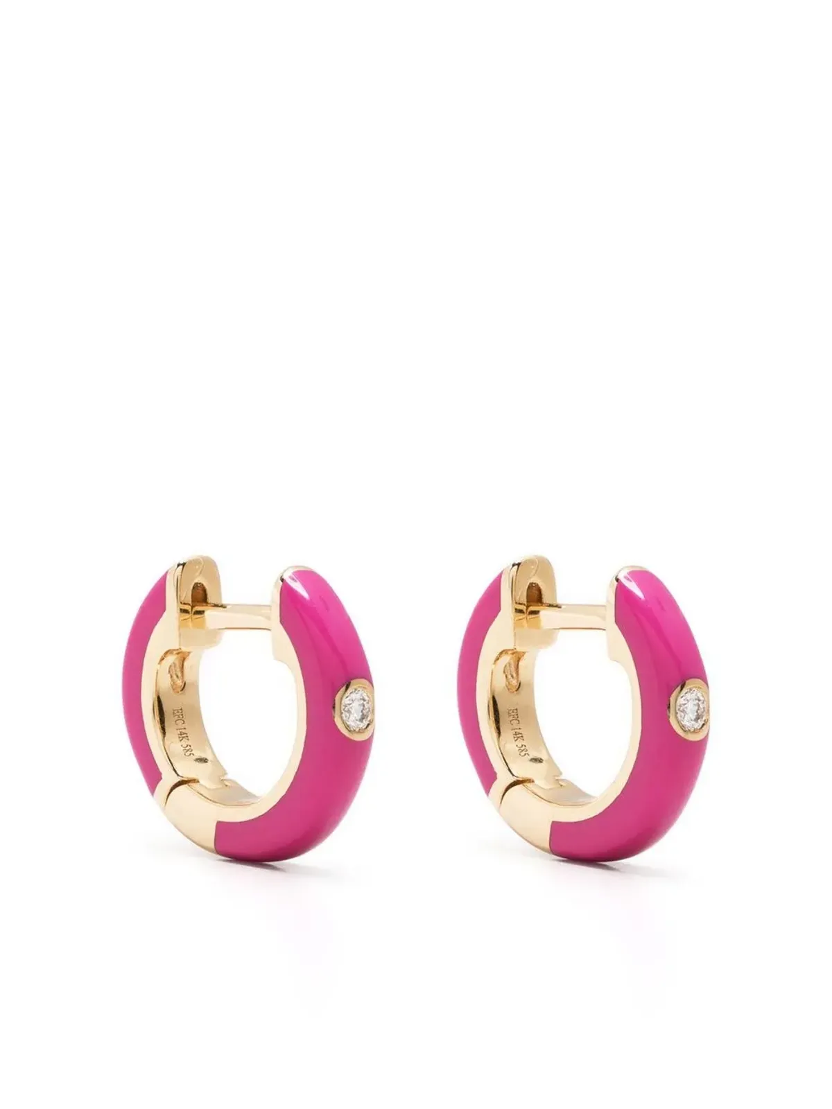 Ef Collection 14K イエローゴールド ベリーエナメルとダイヤモンドのハグイヤリング - 画像1