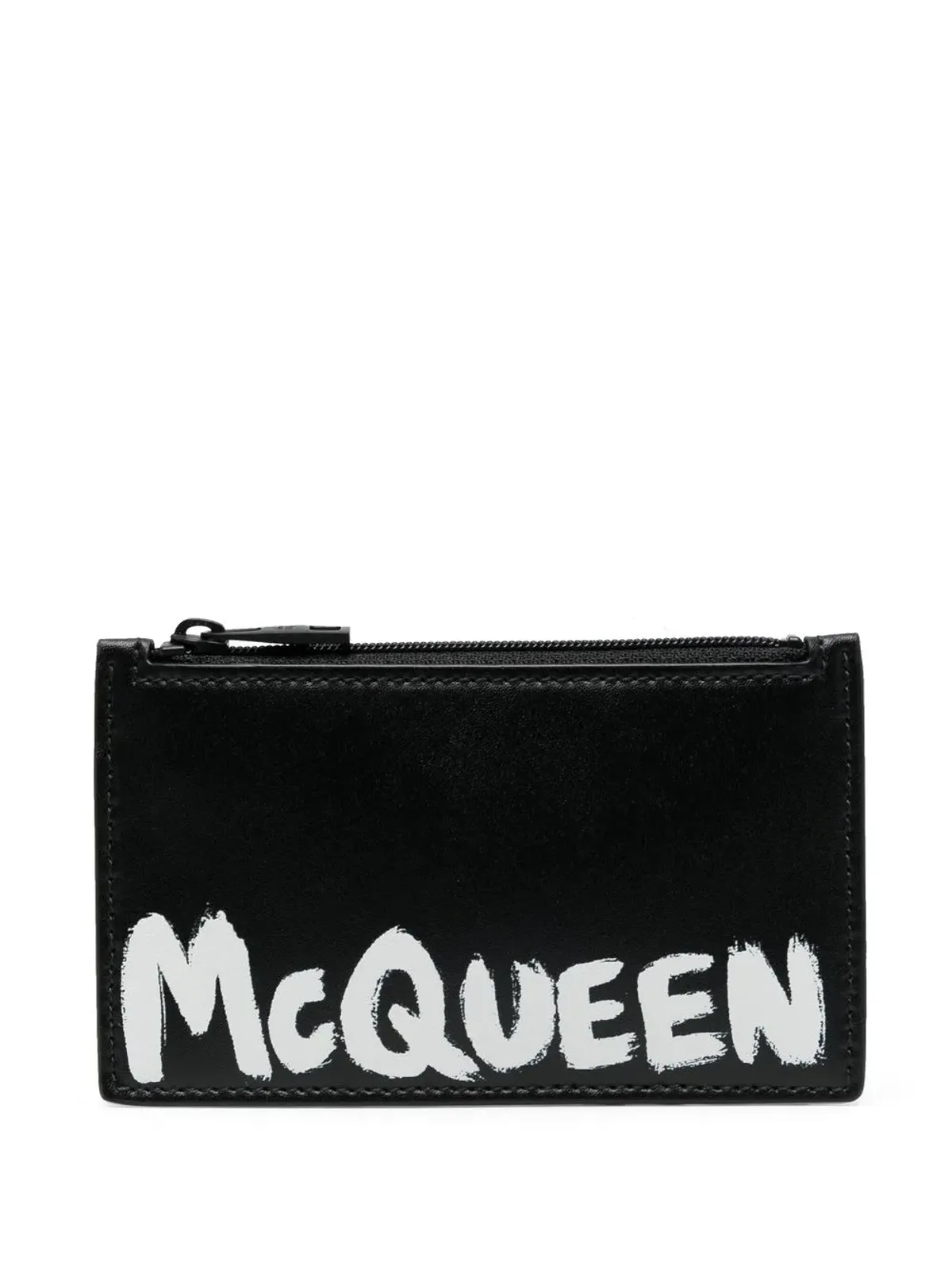 Alexander McQueen ロゴプリント レザー ウォレット ブラック - 画像1