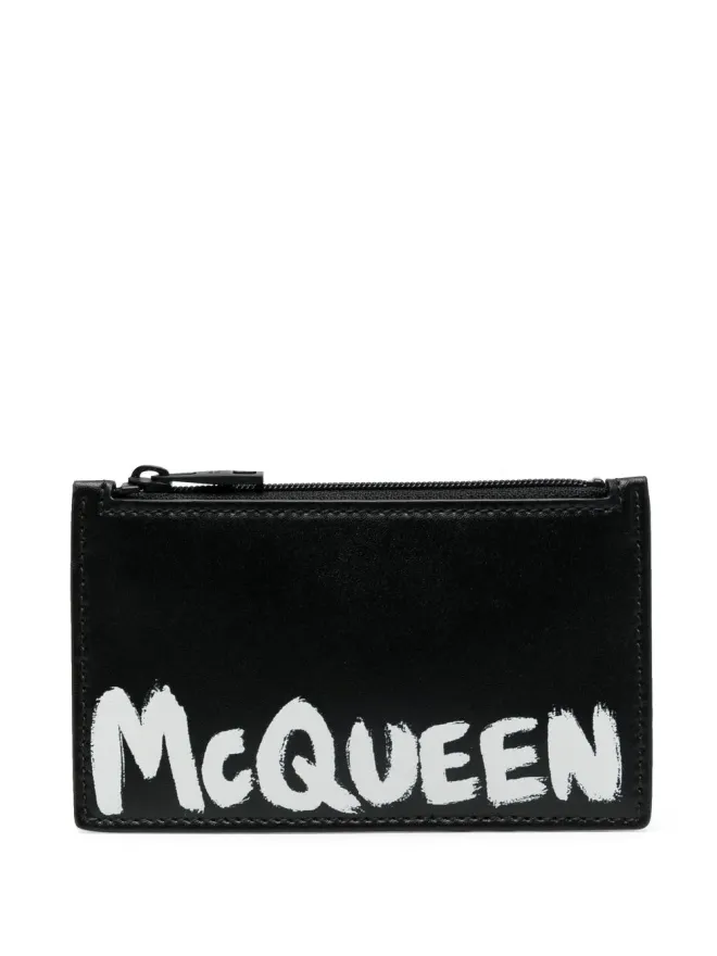 Alexander McQueen Alexander McQueen ロゴプリント レザー ウォレット ブラックの商品画像