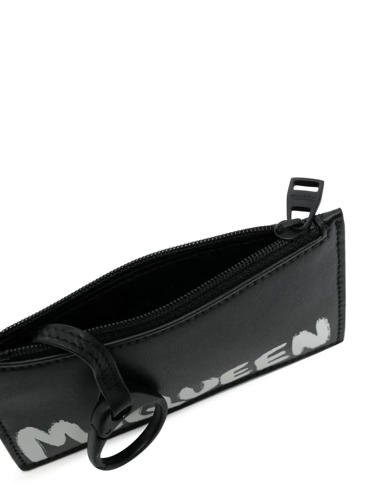 Alexander McQueen ロゴプリント レザー ウォレット ブラック - 画像3