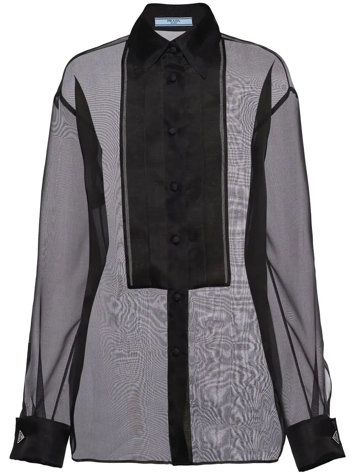 Prada シアーオーガンザシャツ - ブラック - 画像1
