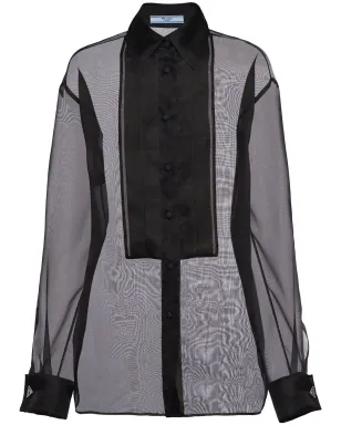 Prada シアーオーガンザシャツ - ブラック - サムネイル1