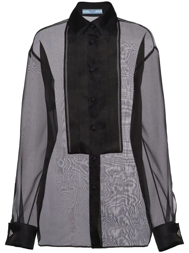 Prada Prada シアーオーガンザシャツ - ブラックの商品画像