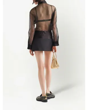 Prada シアーオーガンザシャツ - ブラック - サムネイル3