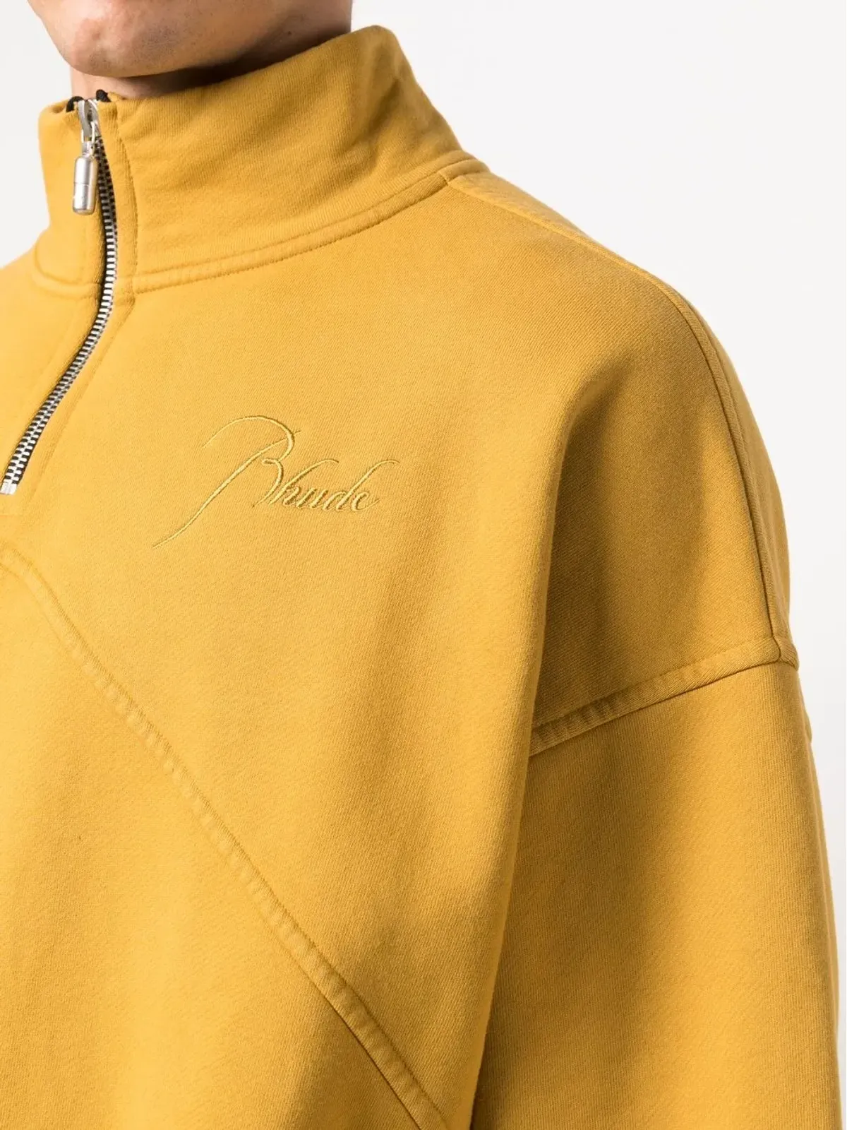 RHUDE ロゴ刺繍入りクォータージップスウェットシャツ - イエロー - 画像5