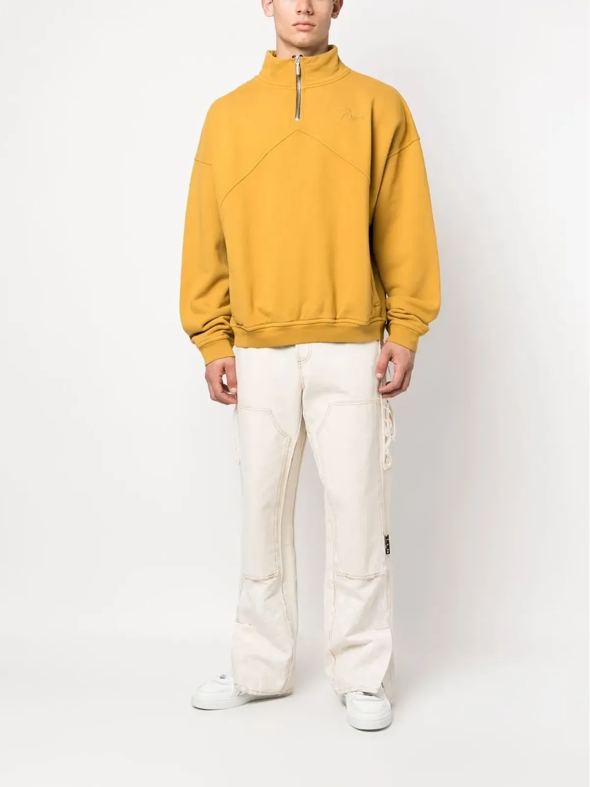 RHUDE ロゴ刺繍入りクォータージップスウェットシャツ - イエロー - 画像2