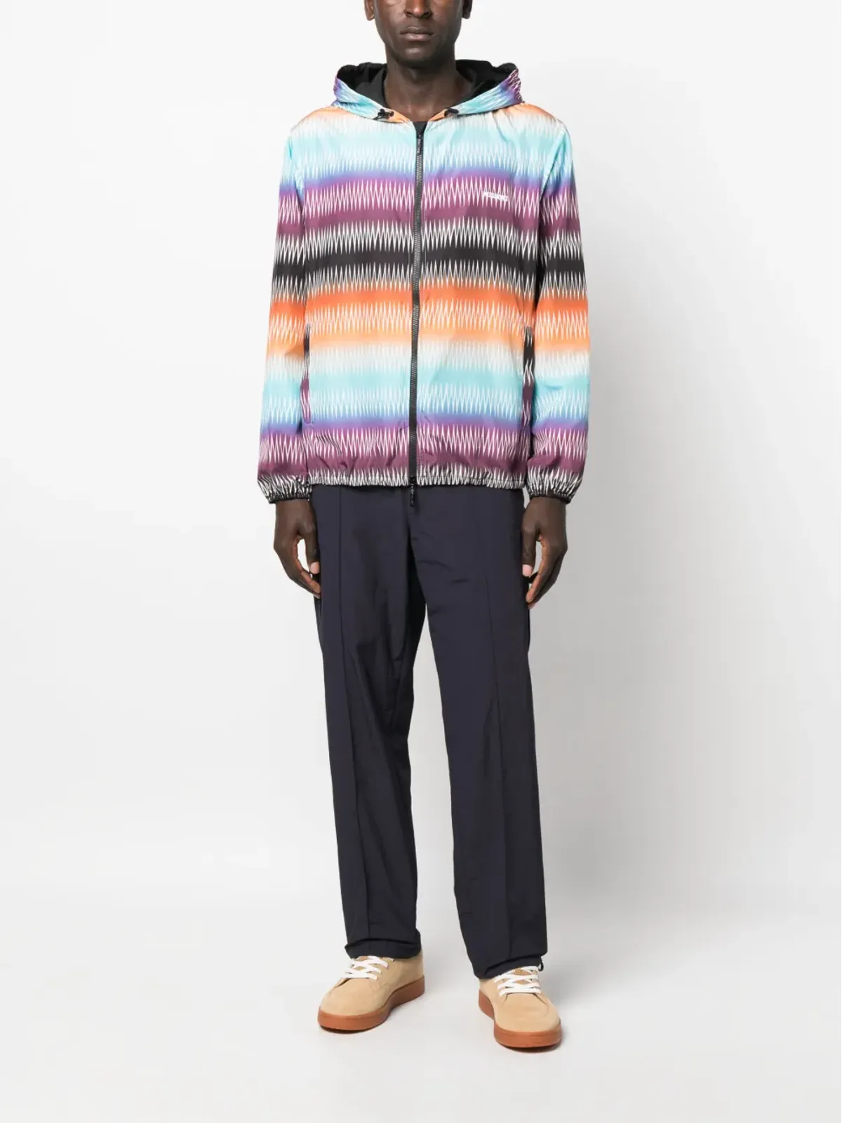 Missoni ブルーのグラデーションジグザグプリント フード付きジャケット - 画像2