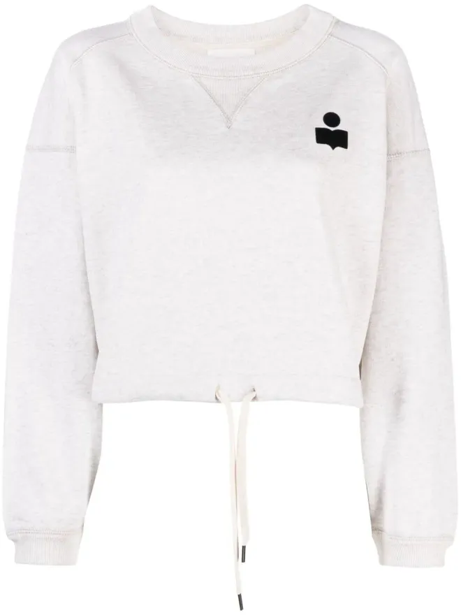MARANT ÉTOILE MARANT ÉTOILE Margo cropped drawstring sweatshirt - Neutralsの商品画像