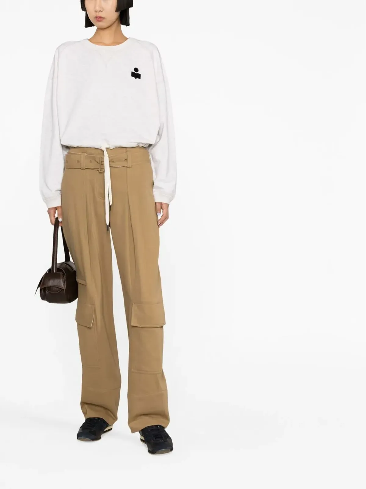 MARANT ÉTOILE Margo cropped drawstring sweatshirt - Neutrals - 画像2