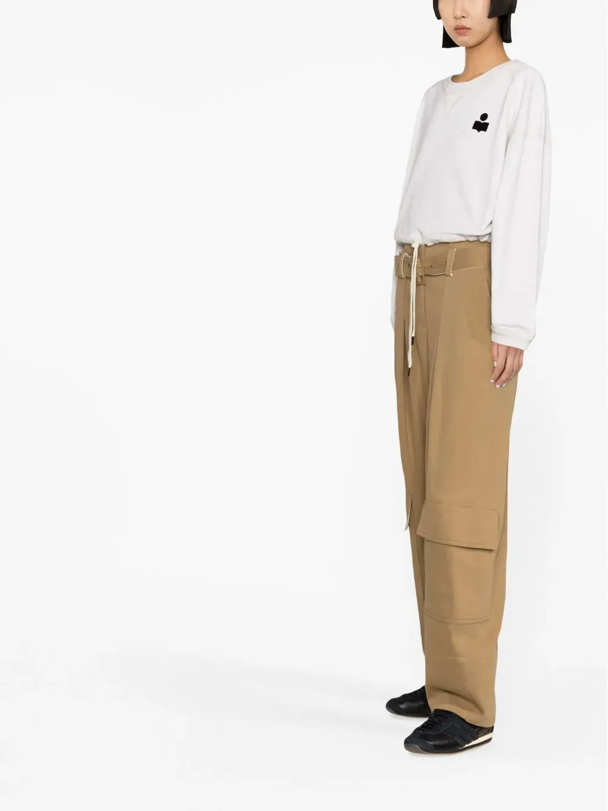 MARANT ÉTOILE Margo cropped drawstring sweatshirt - Neutrals - 画像3