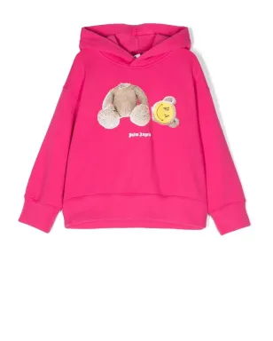Palm Angels Kids ピンクのスマイリーテディベアプリント フーディ - サムネイル1