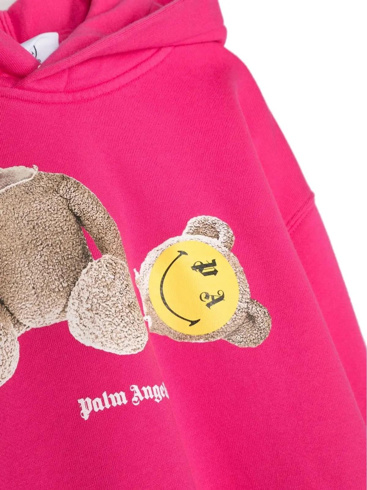 Palm Angels Kids ピンクのスマイリーテディベアプリント フーディ - 画像3