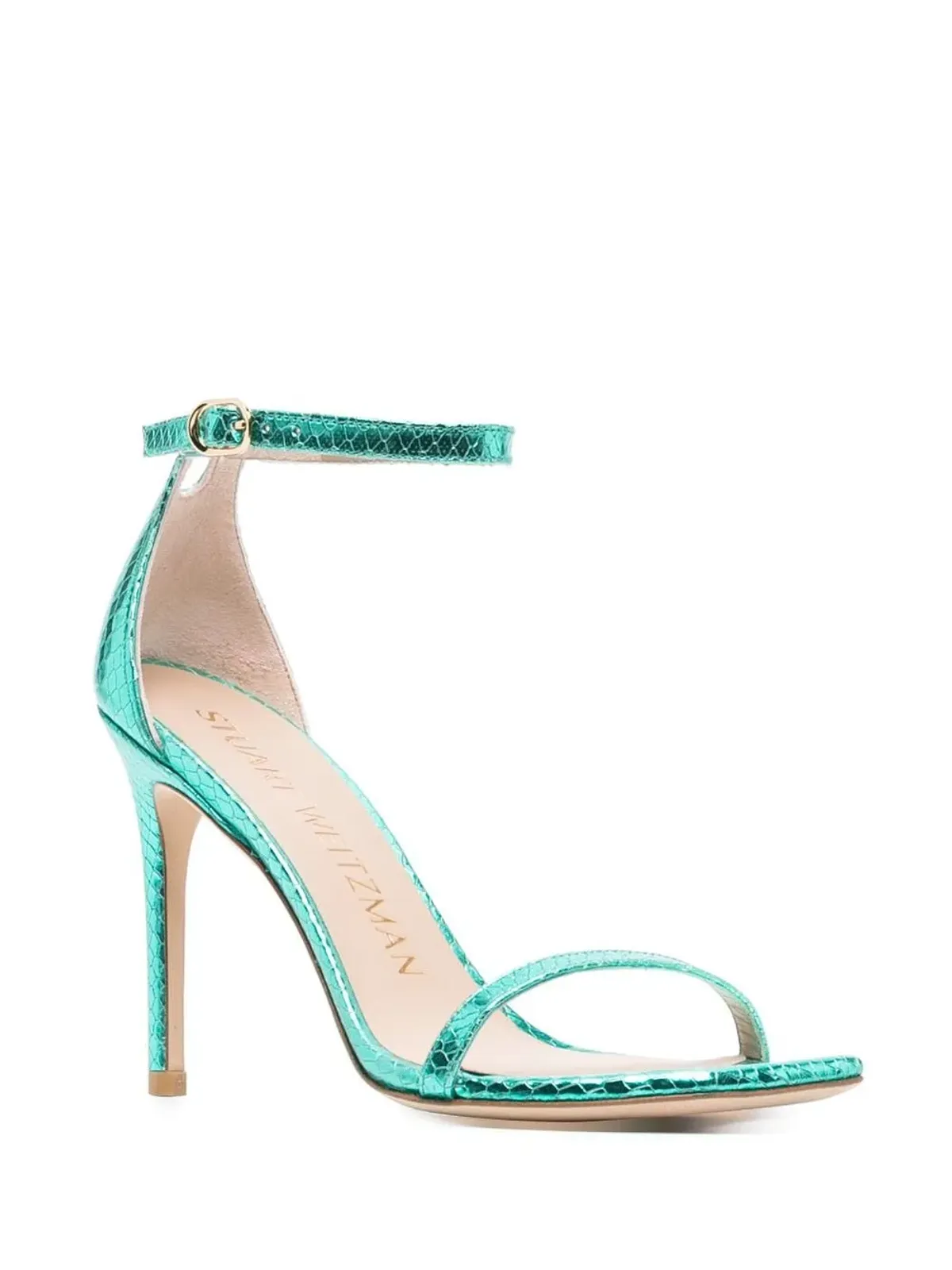 Stuart Weitzman 100mm 蛇皮風ストレットサンダル - 画像2