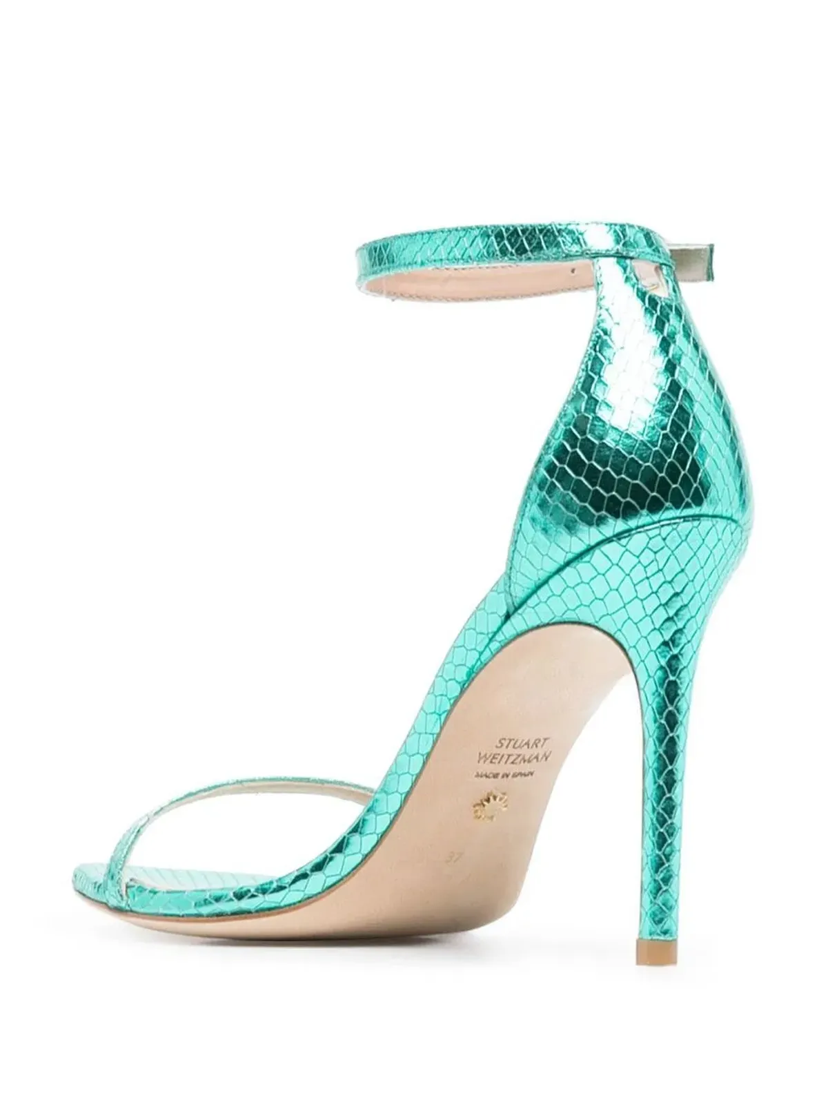 Stuart Weitzman 100mm 蛇皮風ストレットサンダル - 画像3