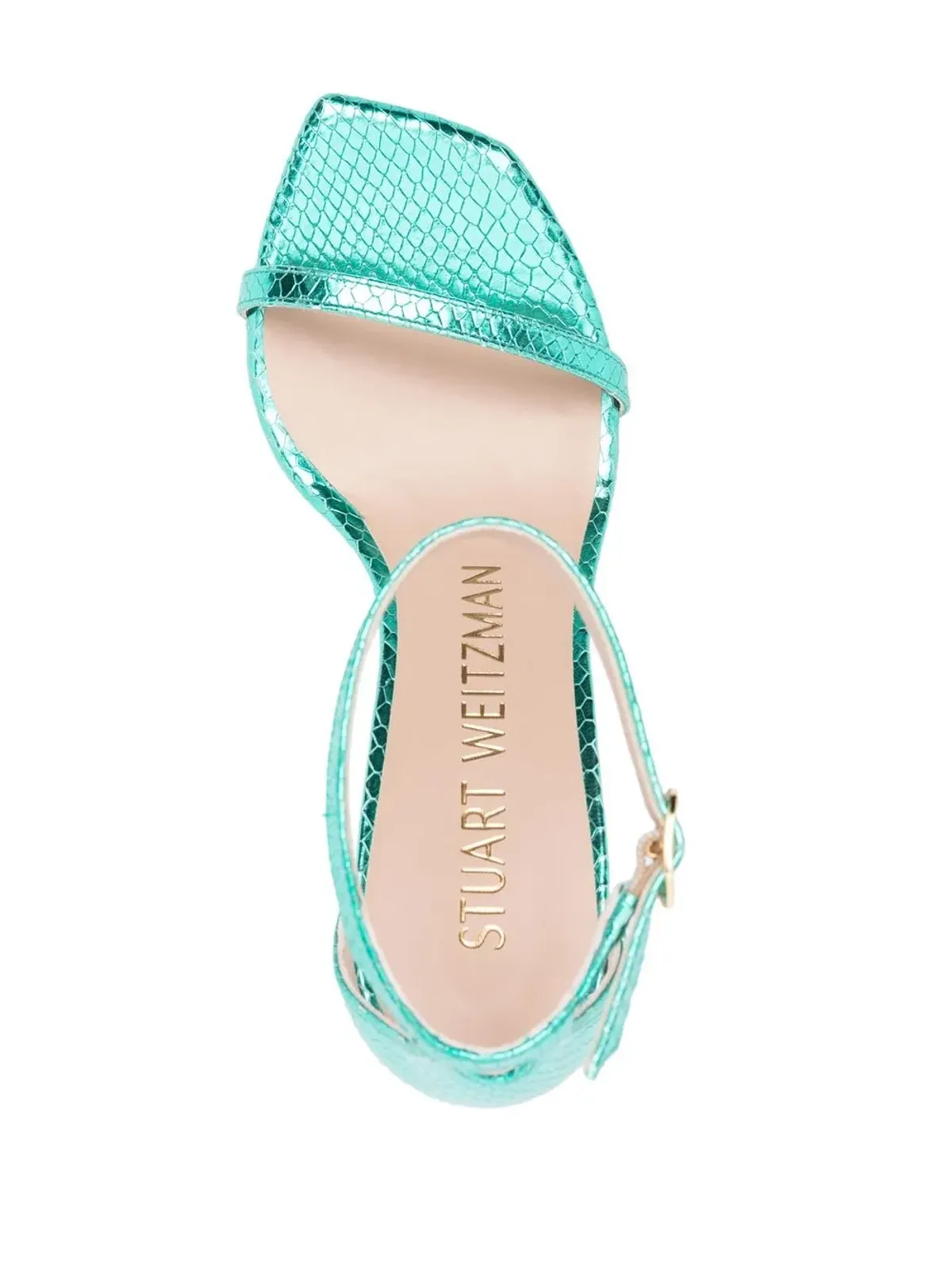 Stuart Weitzman 100mm 蛇皮風ストレットサンダル - 画像4
