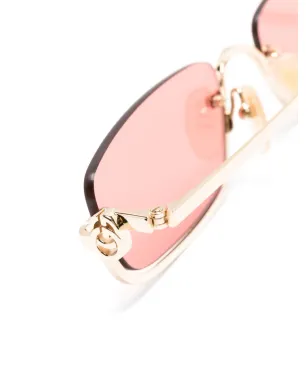 Gucci Eyewear メタリック長方形フレーム サングラス - サムネイル3