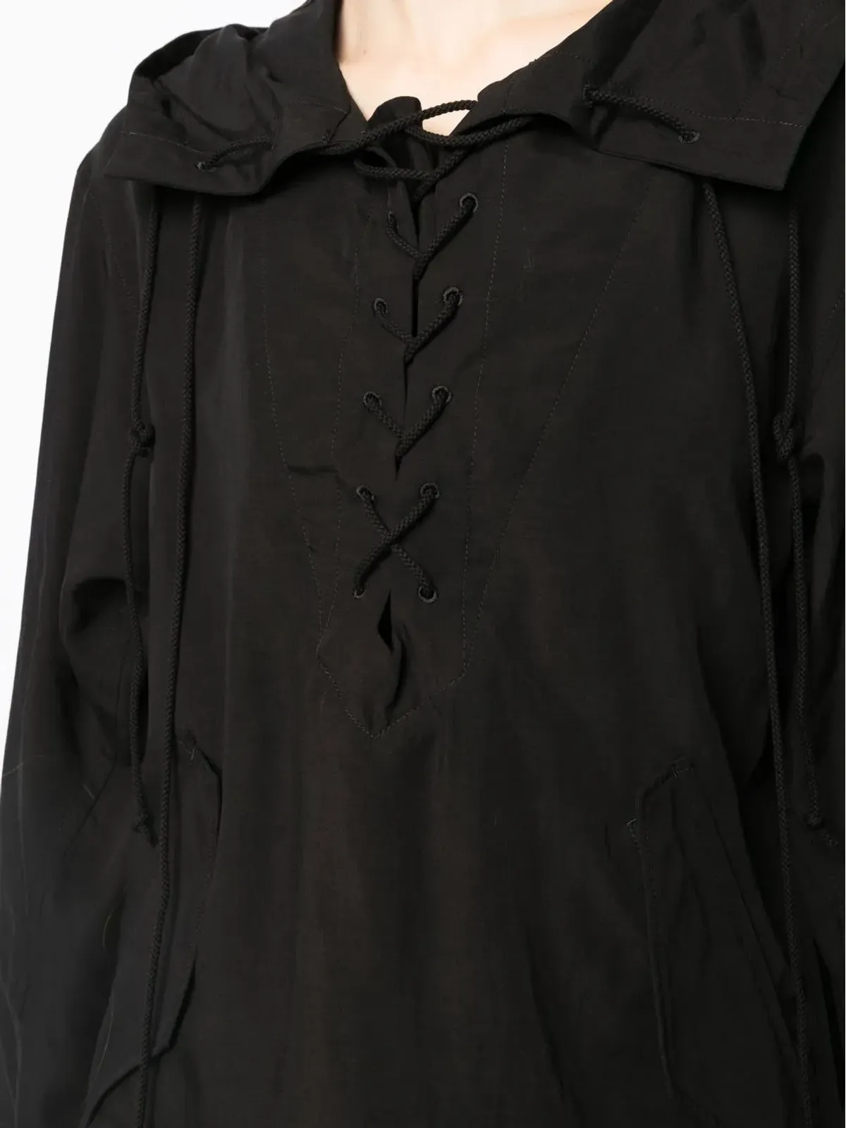 Yohji Yamamoto レースアップフーディー - 画像5
