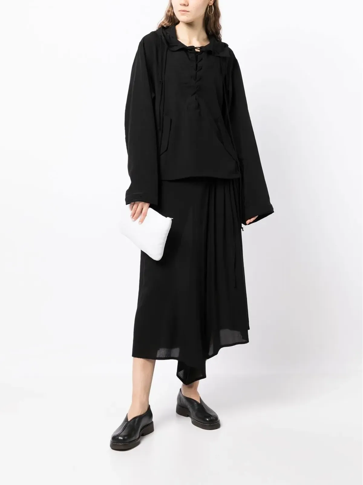 Yohji Yamamoto レースアップフーディー - 画像2
