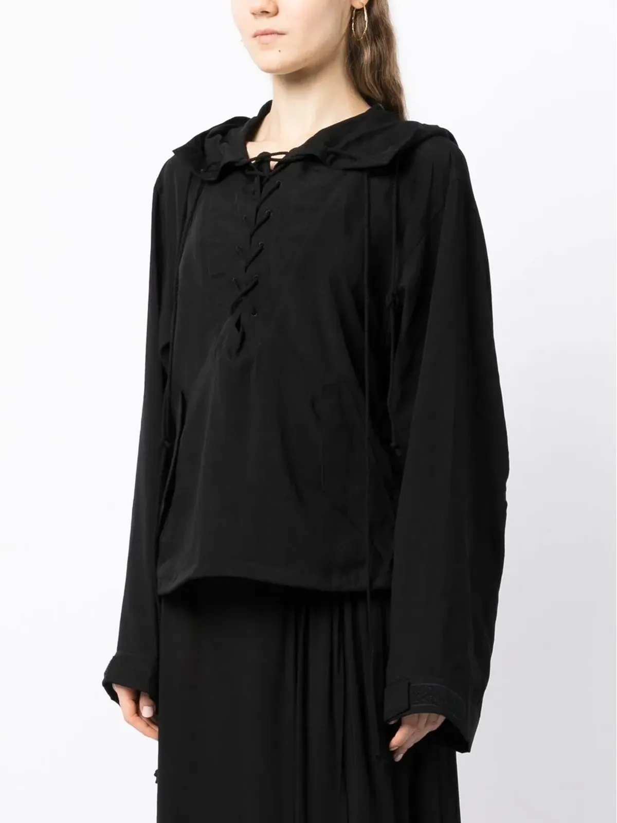 Yohji Yamamoto レースアップフーディー - 画像3