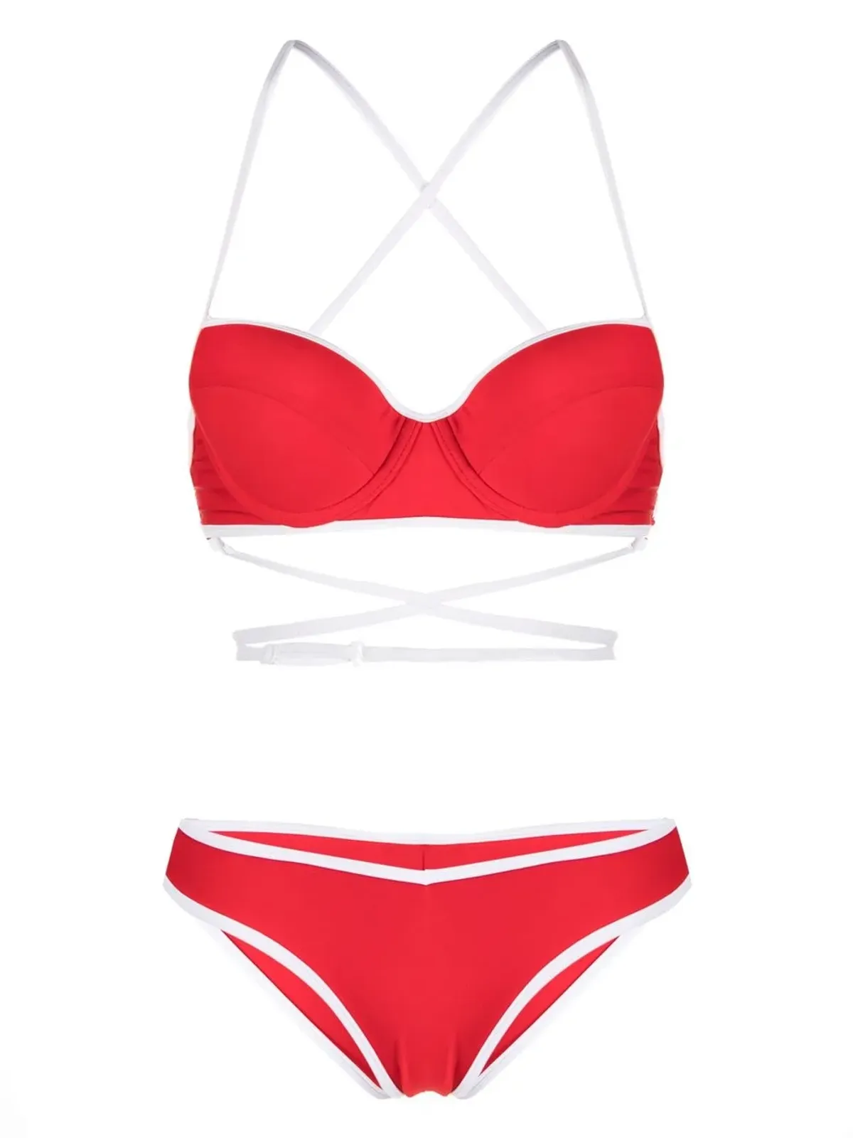 Noire Swimwear バルコネット型ツーピースビキニセット - レッド - 画像1