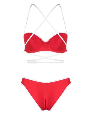 Noire Swimwear バルコネット型ツーピースビキニセット - レッド - サムネイル2