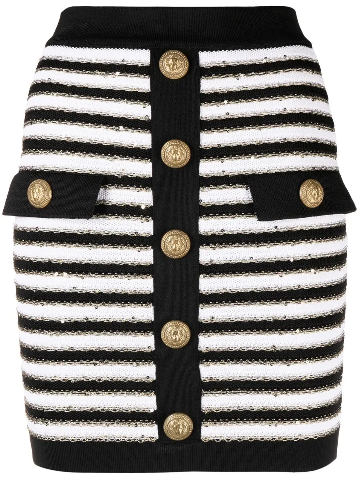 Balmain ストライプ柄ボタン装飾スカート - 画像1