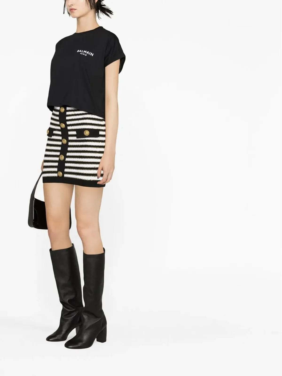 Balmain ストライプ柄ボタン装飾スカート - 画像4