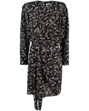 MARANT ÉTOILE Dulce floral-print ミニドレス - ブラック - サムネイル1