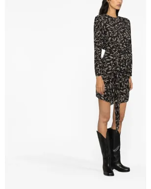 MARANT ÉTOILE Dulce floral-print ミニドレス - ブラック - サムネイル4