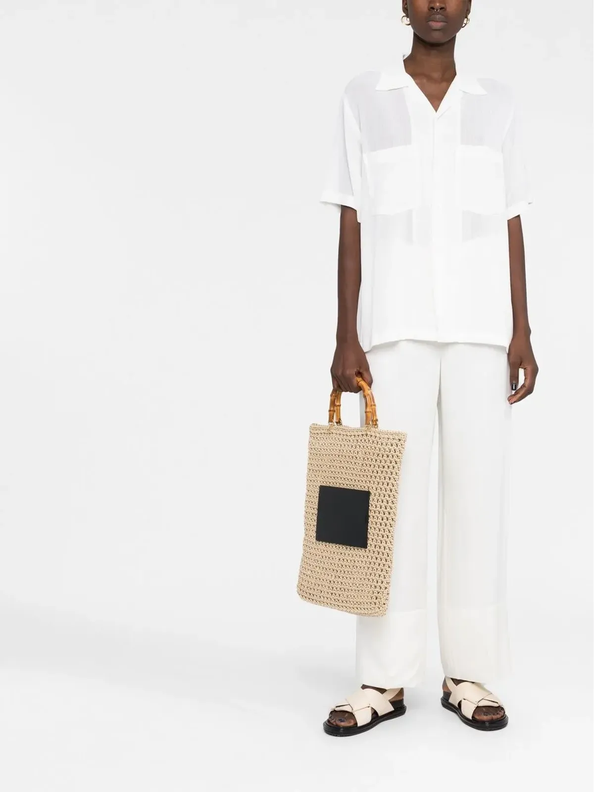 Jil Sander 竹製ハンドルのトートバッグ - 画像2