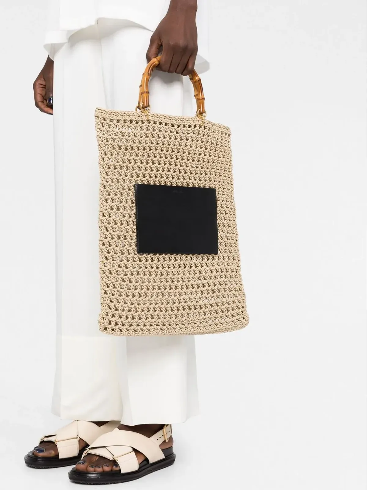Jil Sander 竹製ハンドルのトートバッグ - 画像3