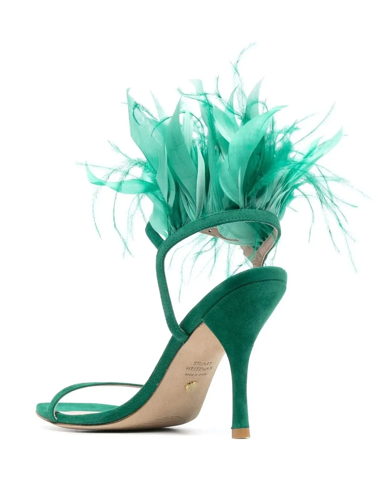 Stuart Weitzman プルーム 100mm 羽毛ディテール サンダル - グリーン - 画像3