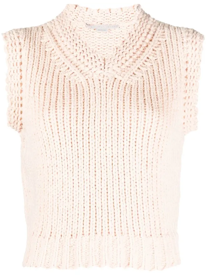 Stella McCartney Stella McCartney チャンキー ニット Vネック ベスト - ピンクの商品画像