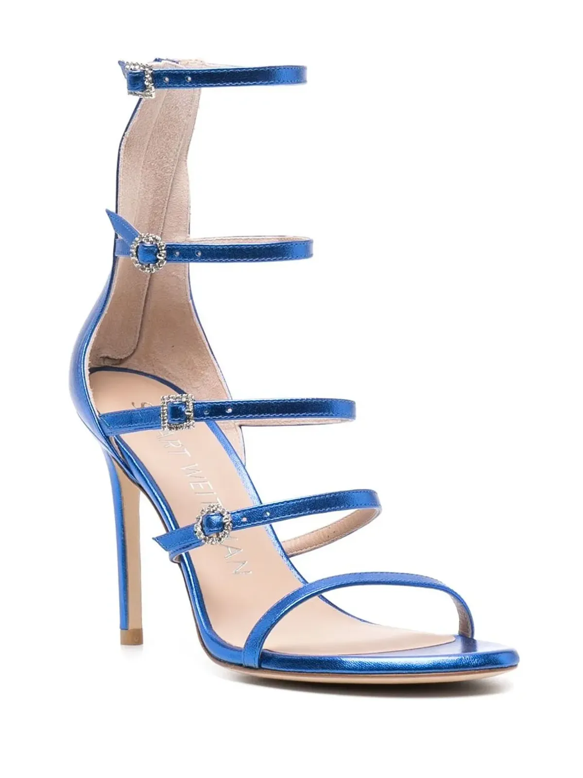 Stuart Weitzman 100mm クリスタルバックル メタリック サンダル - ブルー - 画像2