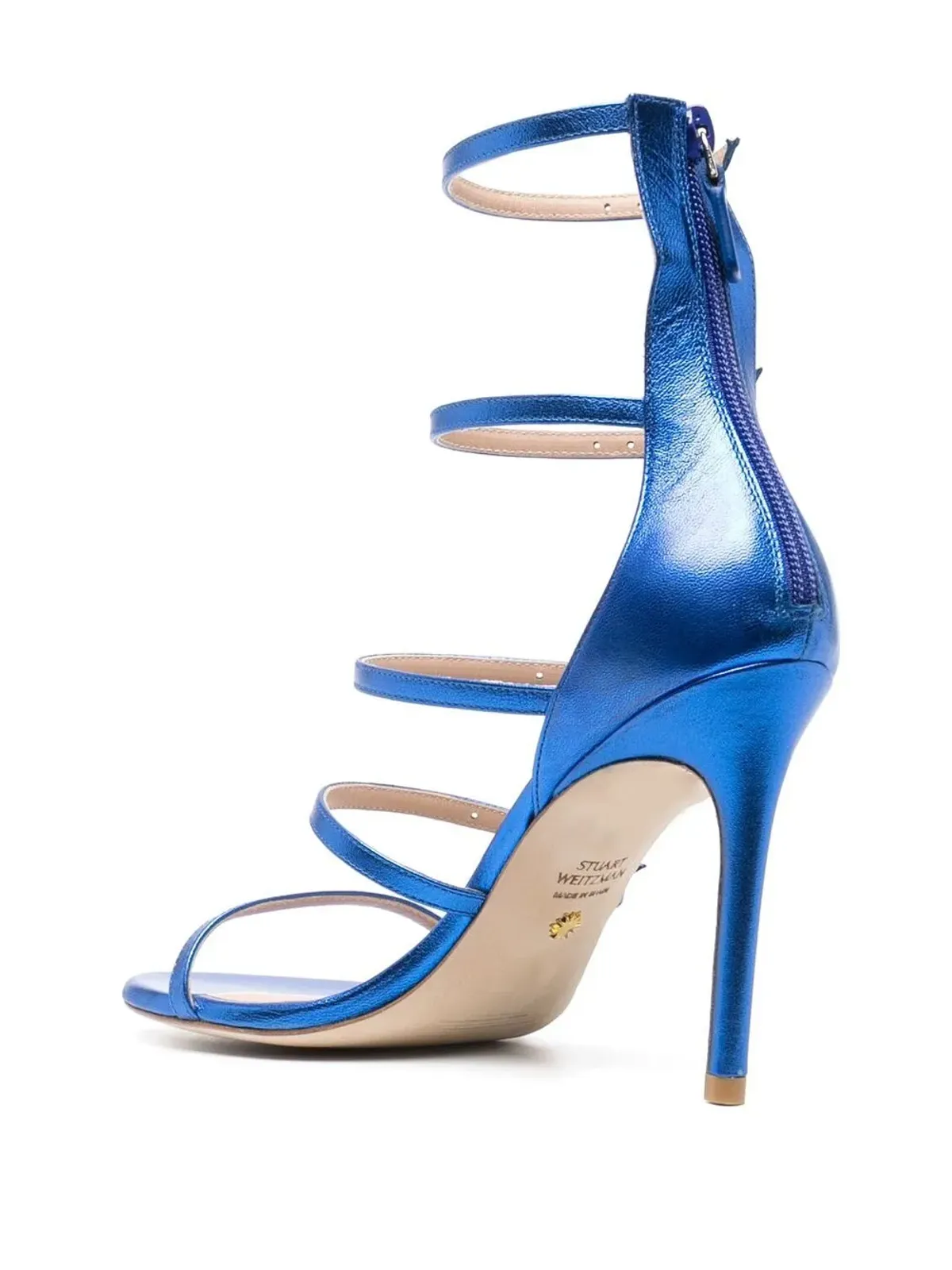 Stuart Weitzman 100mm クリスタルバックル メタリック サンダル - ブルー - 画像3