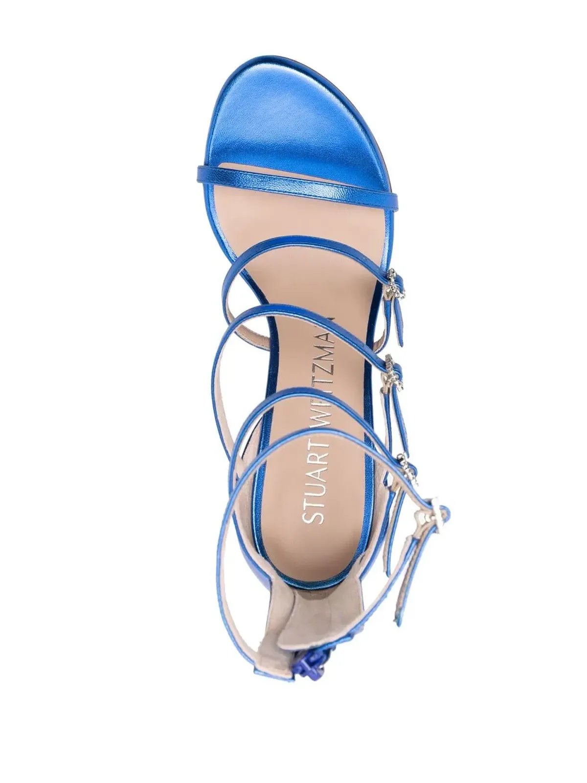 Stuart Weitzman 100mm クリスタルバックル メタリック サンダル - ブルー - 画像4