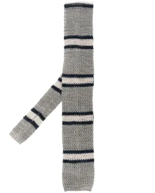Brunello Cucinelli コットンリネンストライプニットタイ - サムネイル1