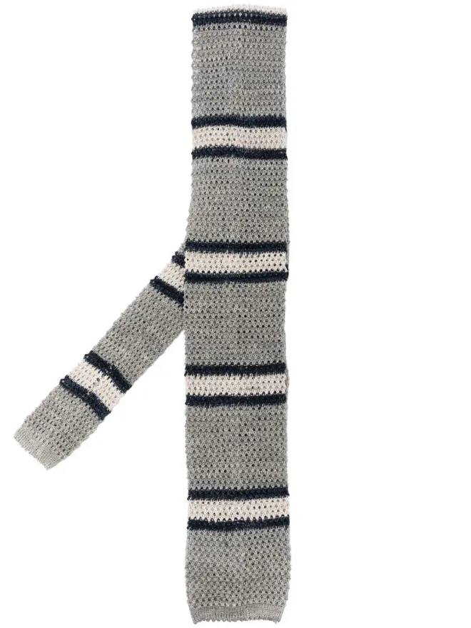 Brunello Cucinelli Brunello Cucinelli コットンリネンストライプニットタイの商品画像