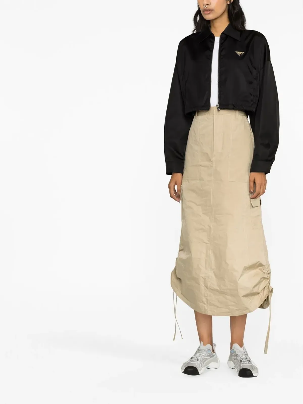 Prada Re-Nylon クロップド ブルゾンジャケット - ブラック - 画像2