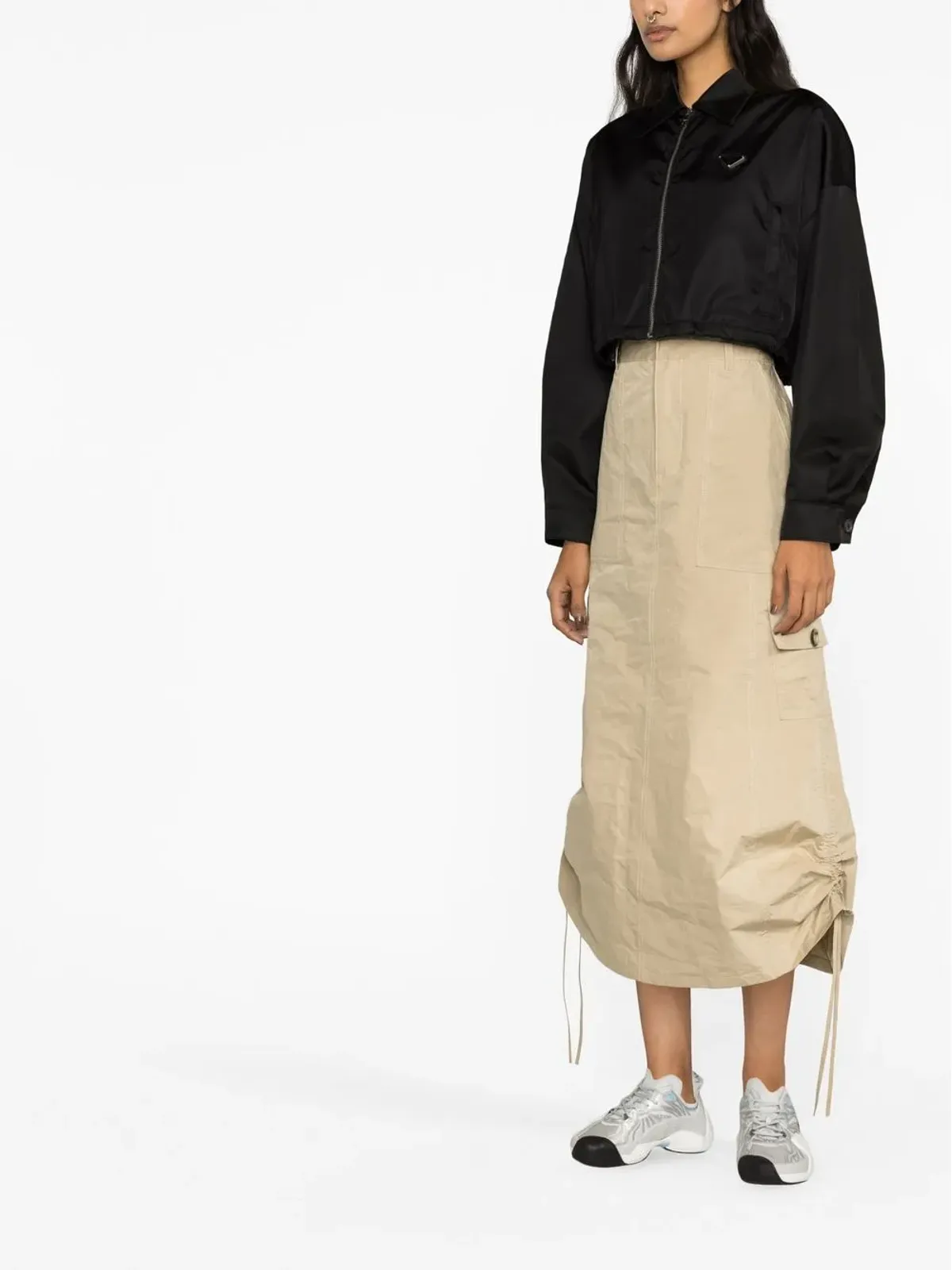 Prada Re-Nylon クロップド ブルゾンジャケット - ブラック - 画像4