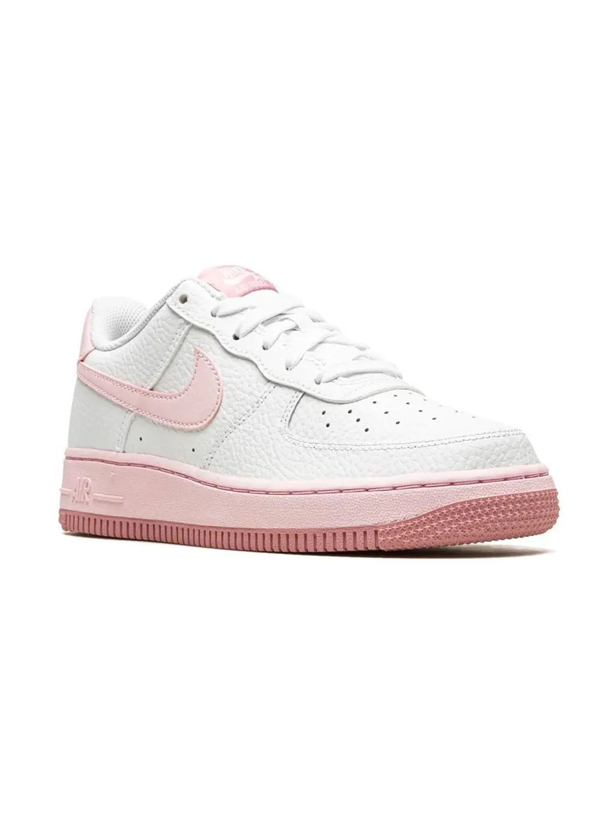Nike Kids エアフォース1 ホワイト/ピンクフォーム スニーカー - 画像1