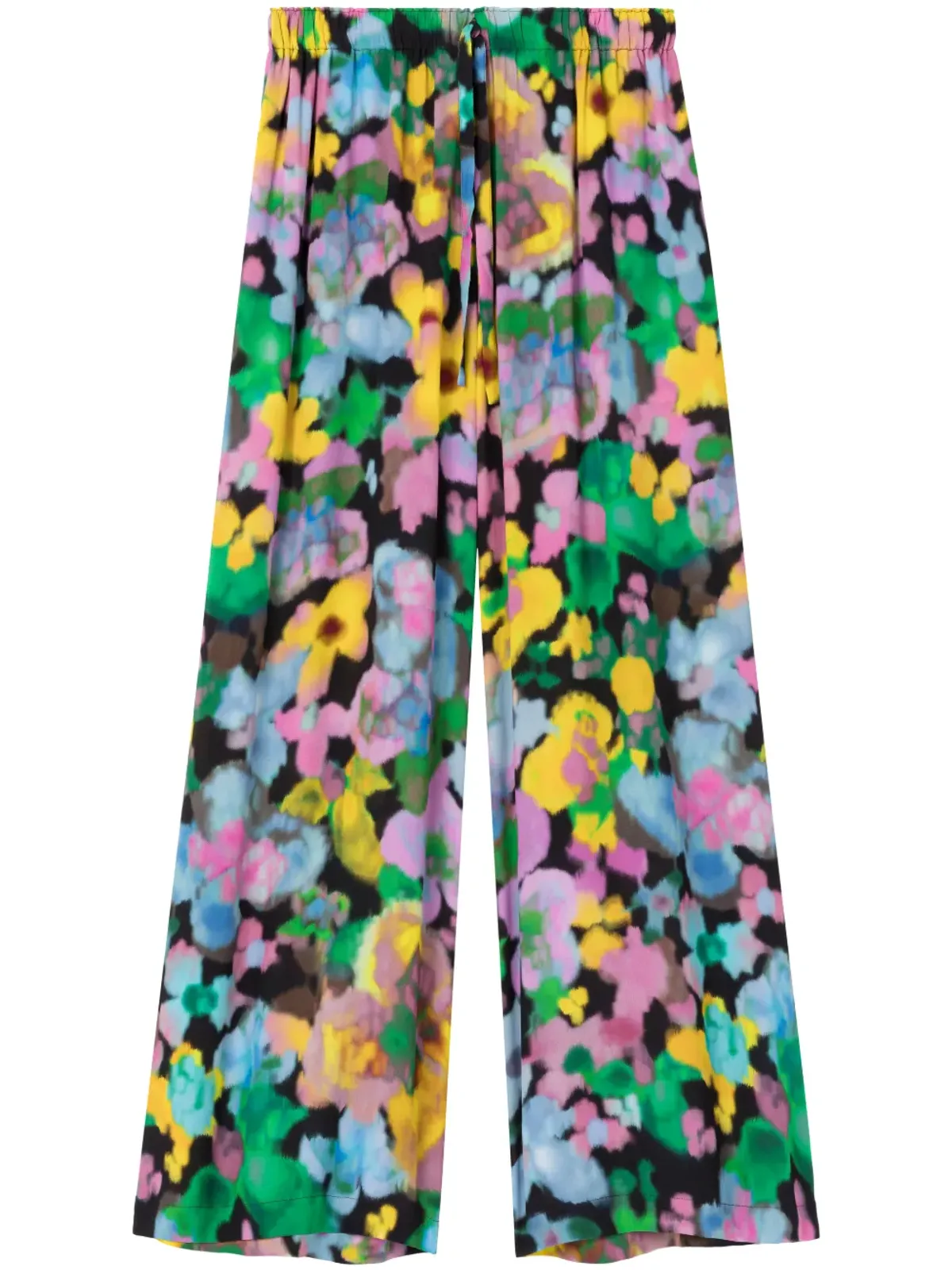 AZ FACTORY x Lutz Huelle Sunrise フローラルプリント ピンクのワイドレッグパンツ - 画像1
