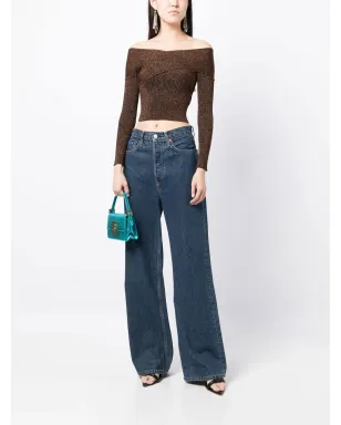 Self-Portrait オフショルダーメタリックニットトップ - サムネイル2