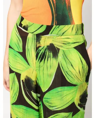 Louisa Ballou leaves-pattern wide-leg trousers - Green - サムネイル5