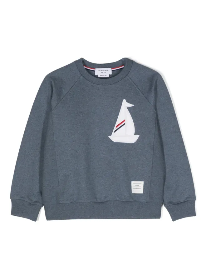 Thom Browne Kids Thom Browne Kids 刺繍モチーフ コットン スウェットシャツ - ブルーの商品画像