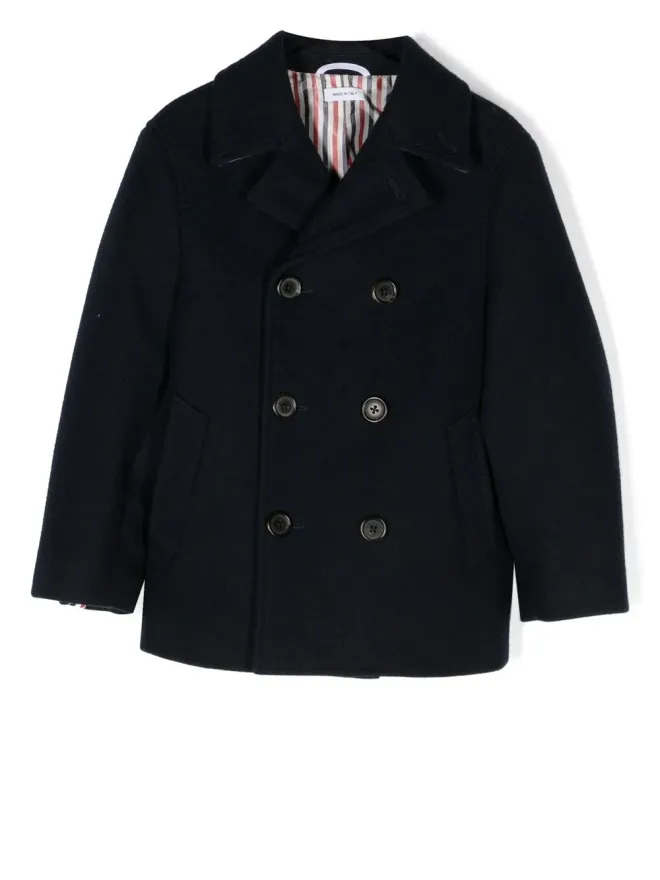 Thom Browne Kids Thom Browne Kids ダブルブレストピーコートの商品画像