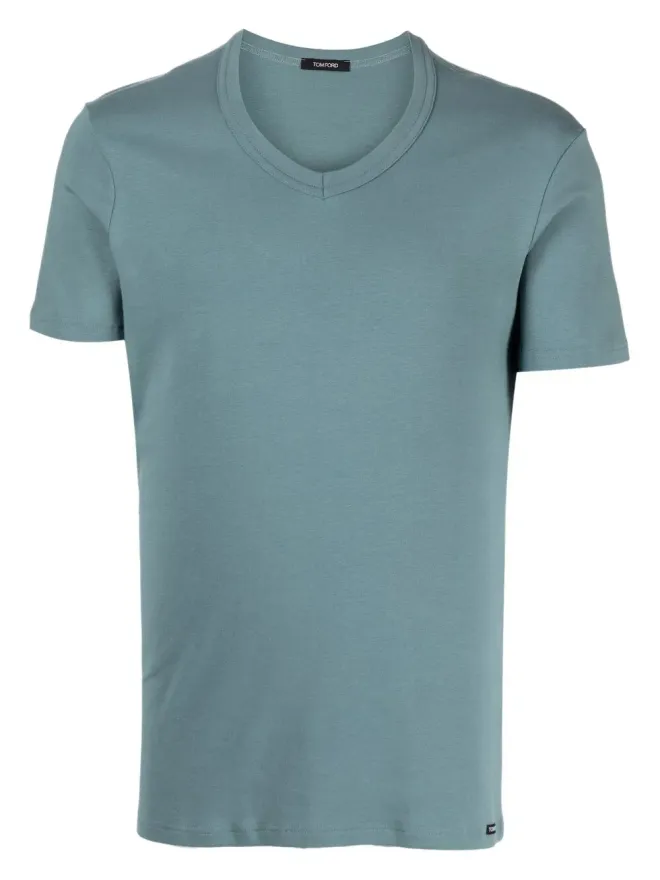 TOM FORD TOM FORD Vネック ストレッチコットン Tシャツ - グリーンの商品画像